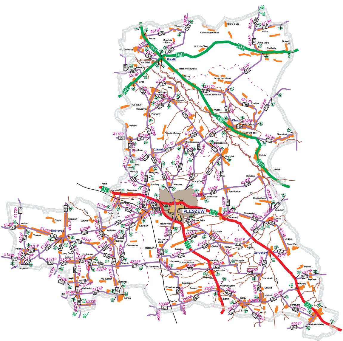 Mapa drog powiatowych w pleszewie